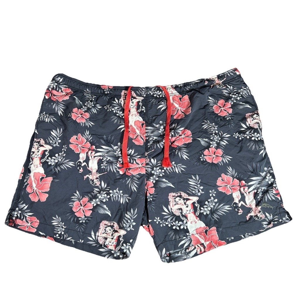 Tommy Bahama Swim‎ Trunks Men's XXL Mesh Lined Hula Girl 6" Relax Hawaiian Beach